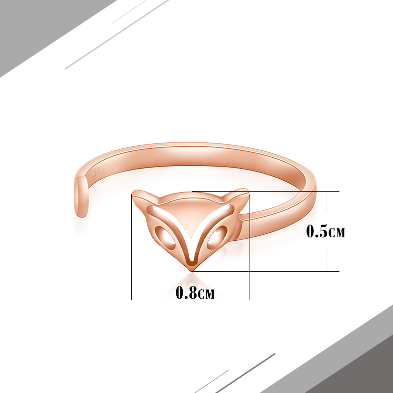 18K金首饰 K金玫瑰金 狐狸女戒 彩金戒指 女