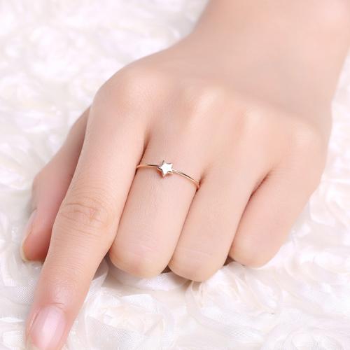 星星方块 彩金戒指女款玫瑰金18k金女戒