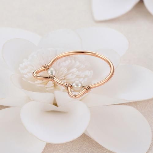 18K玫瑰金珍珠戒指 女 猫咪女戒 可爱百搭