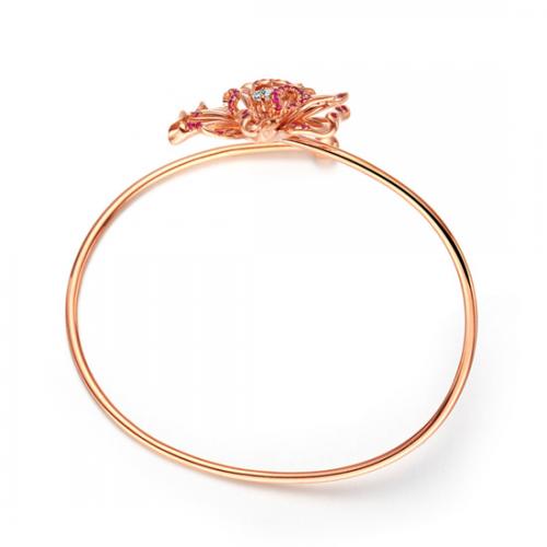 18K金钻石红宝石手镯 设计师款鸢尾花系列 