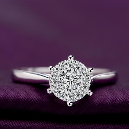 1克拉情侣钻戒定制18K白金铂金结婚求婚钻石戒指男女婚戒对戒