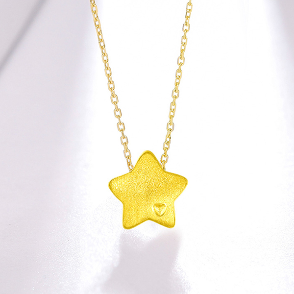 珠宝黄金足金吊坠女 3d硬金星星挂件转运珠