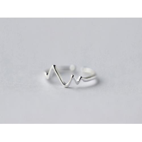 925银戒指女爱的心电图开口戒指指环送女友生日礼物可刻字