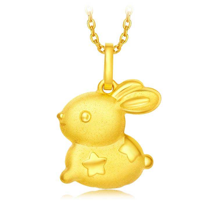 德西尔珠宝首饰可爱兔子足金黄金吊坠