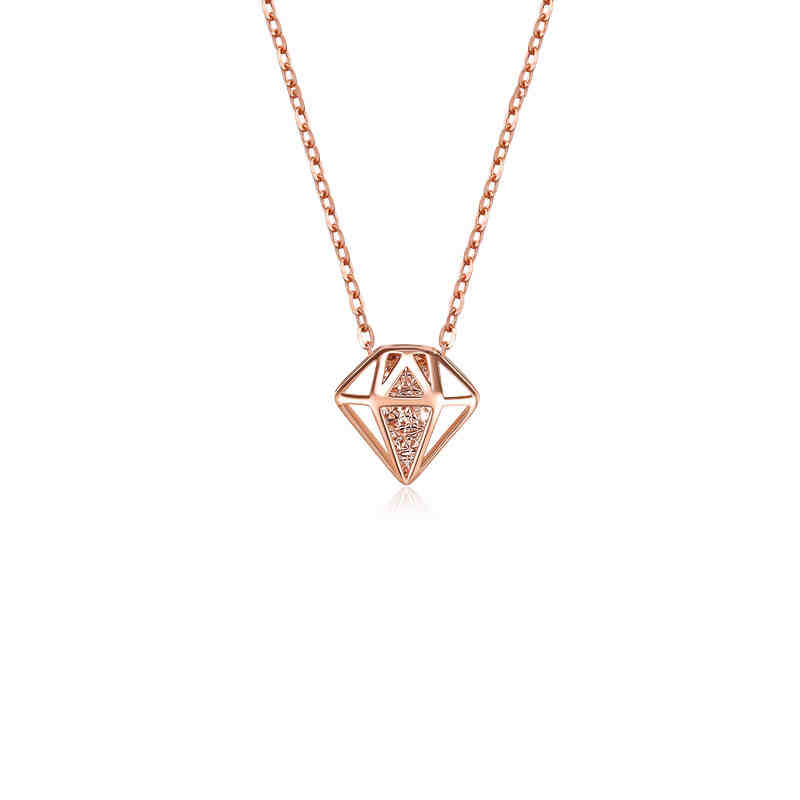 德西尔珠宝 镂空宝石 18K金项链玫瑰金吊坠彩金锁骨链女