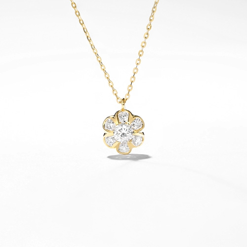 雪花钻石项链18K黄金拼群镶吊坠玫瑰白金锁骨链彩金女士项坠