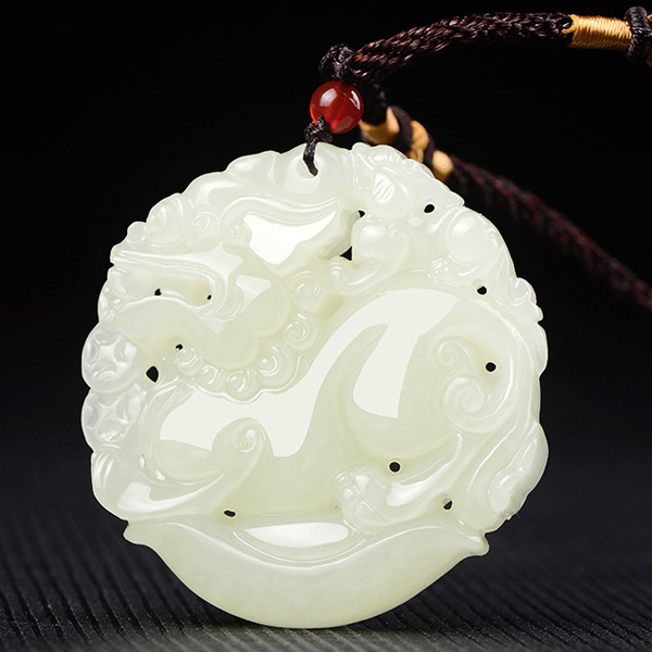 和田玉元宝貔貅吊坠男款项链男女士白玉石玉牌玉佩