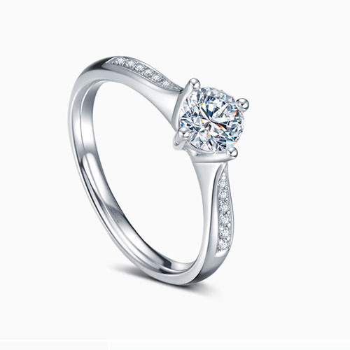 18K金钻石戒指-30分E色求婚订婚结婚钻戒女款-甄爱