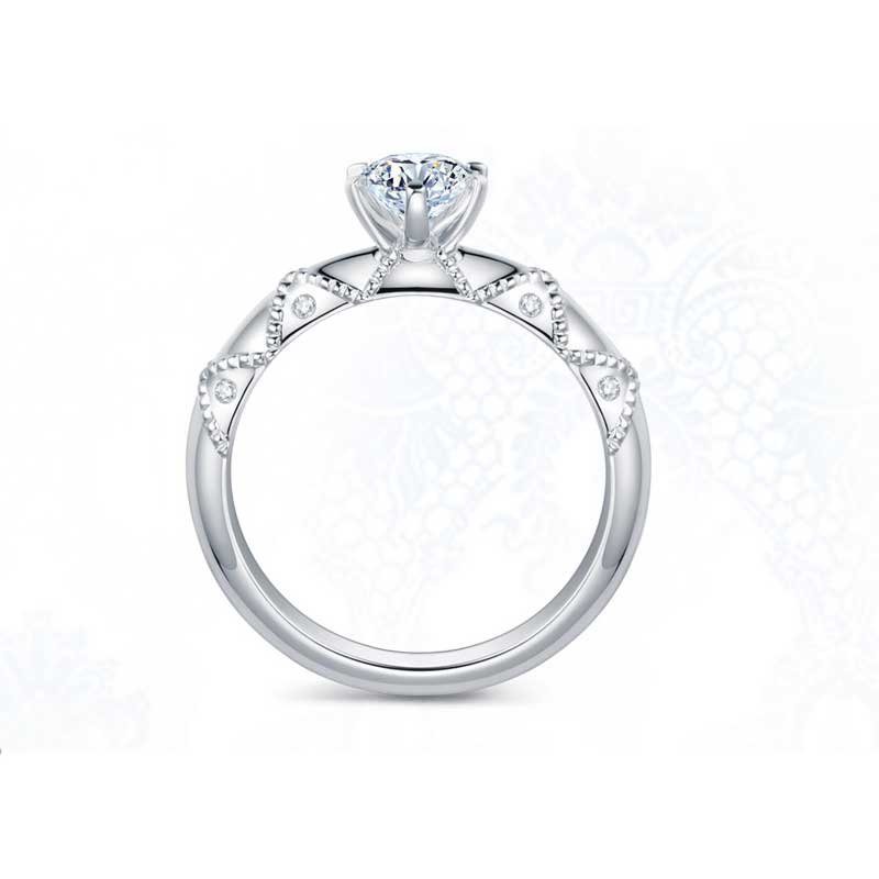铂金戒托 蕾丝系列 钻石戒指-结网