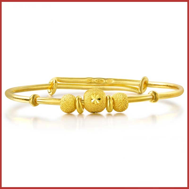 黄金手镯满月BB婴儿宝宝手镯儿童金镯子 31484K计价