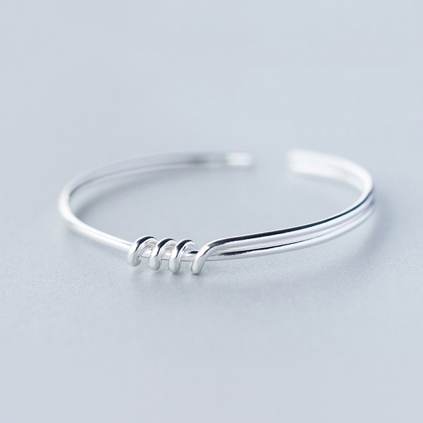 925银手镯女简约个性绳结手镯甜美纽结手环时尚气质手饰