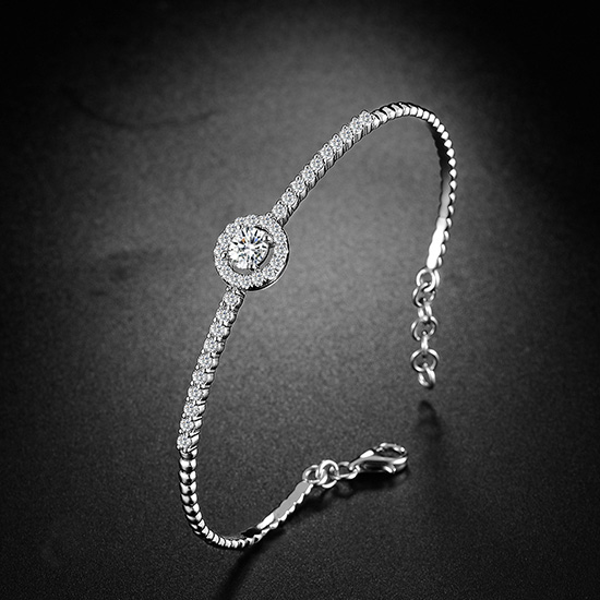 18K金钻石手镯群镶调节白金钻石手镯黄金手镯玫瑰金手环