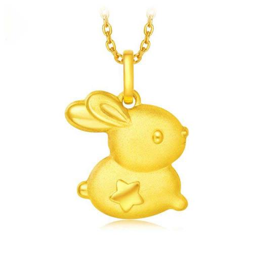 德西尔珠宝首饰可爱兔子足金黄金吊坠
