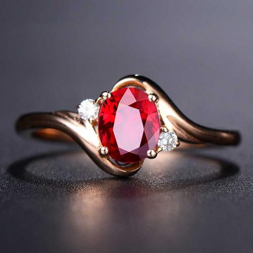 高级珠宝天然无烧鸽血红宝石戒指女18k金玫瑰金彩色宝石