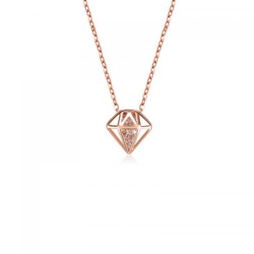 德西尔珠宝 镂空宝石 18K金项链玫瑰金吊坠彩金锁骨链女
