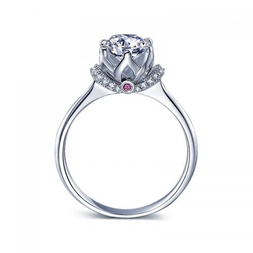 真爱加冕系列18K金/PT950钻石红宝石女戒公主领结婚戒