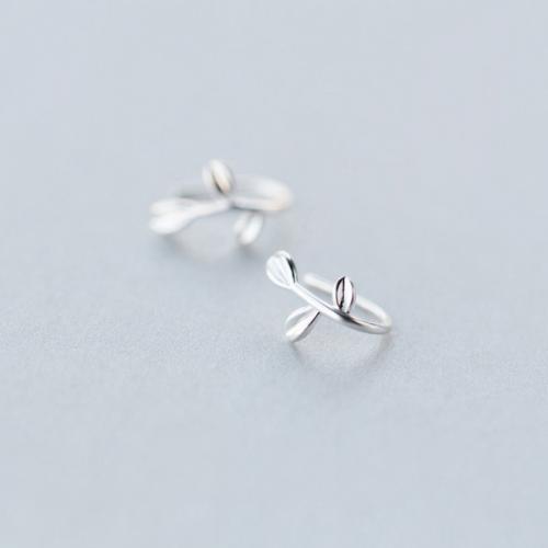 925银叶子耳钉女时尚小清新甜美耳钩气质树叶耳环耳夹耳饰