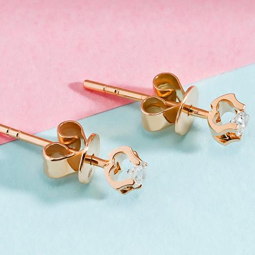 18k玫瑰金钻石耳钉真钻女彩金白金单钻耳钉简约耳环耳饰