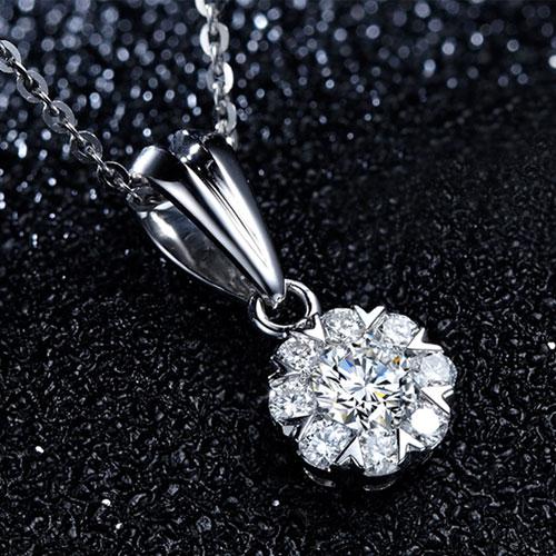 女款白18K金/铂金项链结婚克拉效果/爱之花火 20分IJ色1克拉效果