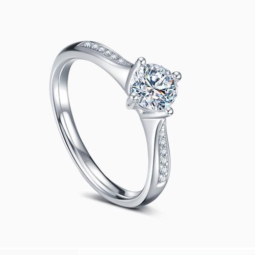 18K金钻石戒指-30分E色求婚订婚结婚钻戒女款-甄爱