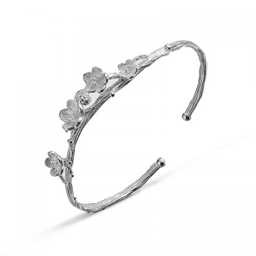 梅花纯银手镯开口银手镯纯银首饰女饰纯银饰品