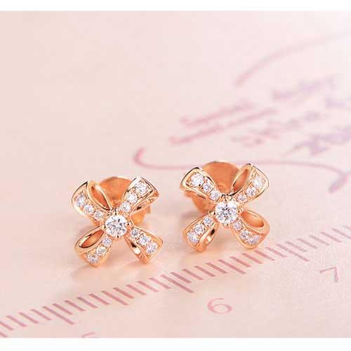 18K金钻石耳钉-女款时尚耳钉耳坠耳饰-风吟