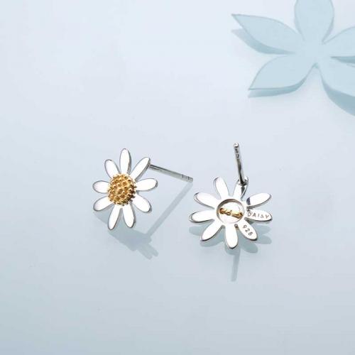 雏菊耳钉女 欧美气质简约925银饰品 花朵迷你小耳钉