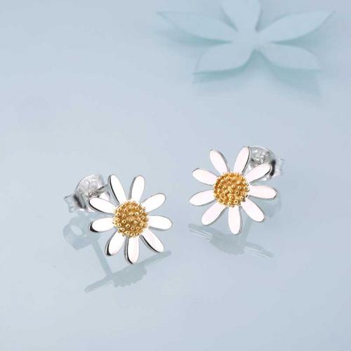 雏菊耳钉女 欧美气质简约925银饰品 花朵迷你小耳钉