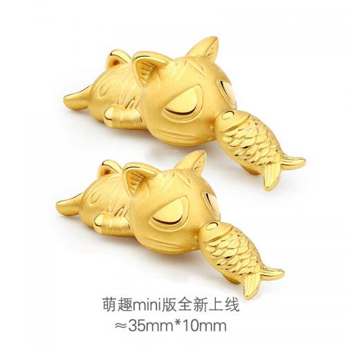 小幸福猫鱼黄金足金吊坠项链坠女首饰品可爱定价