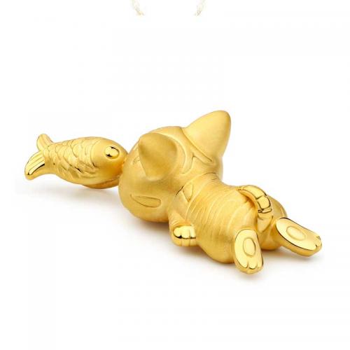 小幸福猫鱼黄金足金吊坠项链坠女首饰品可爱定价