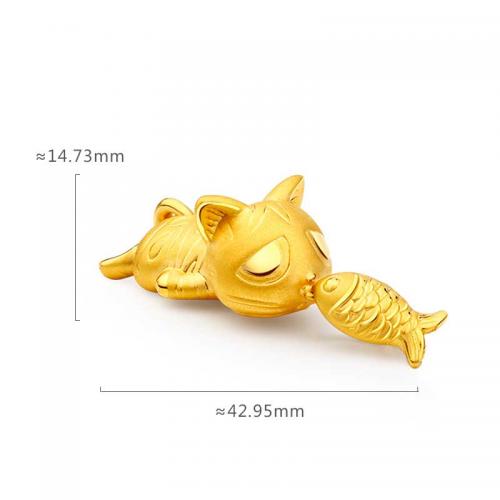 小幸福猫鱼黄金足金吊坠项链坠女首饰品可爱定价