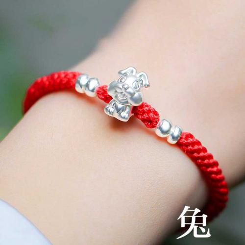 999纯银十二生肖红绳手链小狗年本命年男女礼物