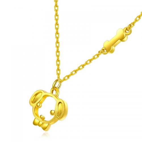 萌小汪 生肖狗黄金项链套链锁骨链足金坠链女