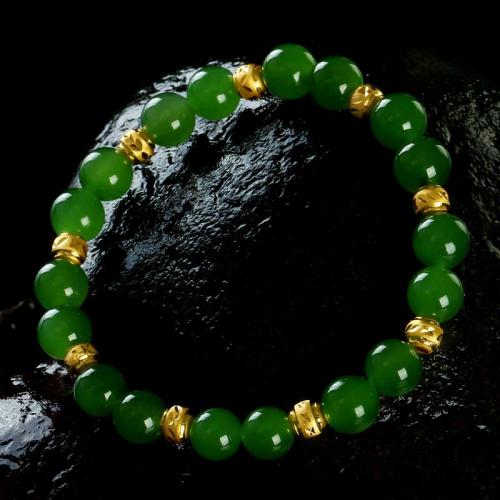 转运珠黄金手链手串男女款足金手链新疆和田碧玉