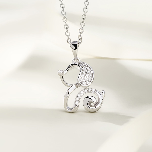 银饰新款小狗项链女韩国气质吊坠银项链时尚百搭个性锁骨链