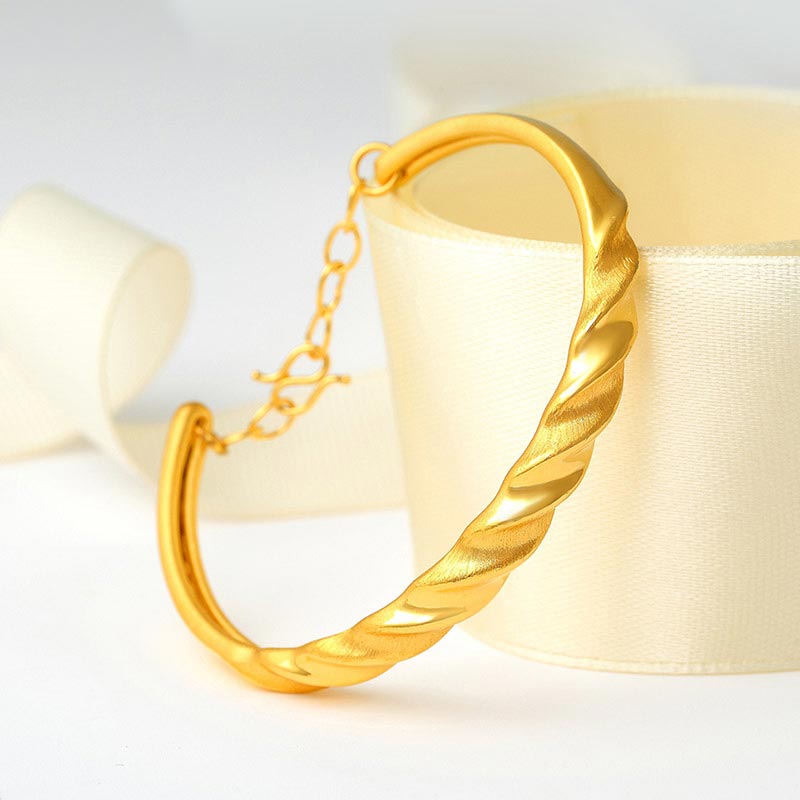 3D硬金黄金手镯足金999纯金婚嫁金镯子送妈妈礼物