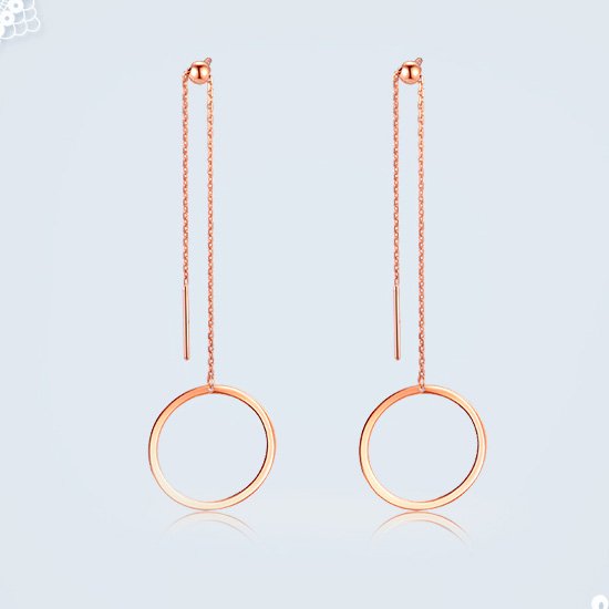 18K金耳饰几何一款三戴耳坠个性时尚玫瑰金耳饰女款