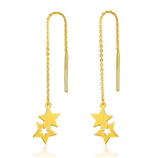 黄金星星耳线足金耳环耳饰女个性新品耳坠正品首饰