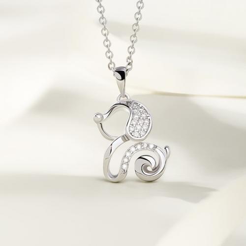 银饰新款小狗项链女韩国气质吊坠银项链时尚百搭个性锁骨链