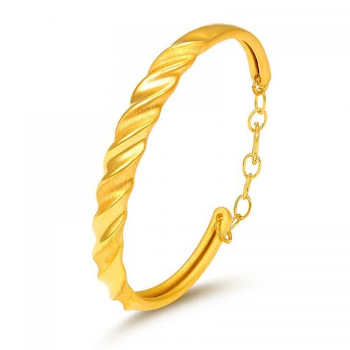 3D硬金黄金手镯足金999纯金婚嫁金镯子送妈妈礼物