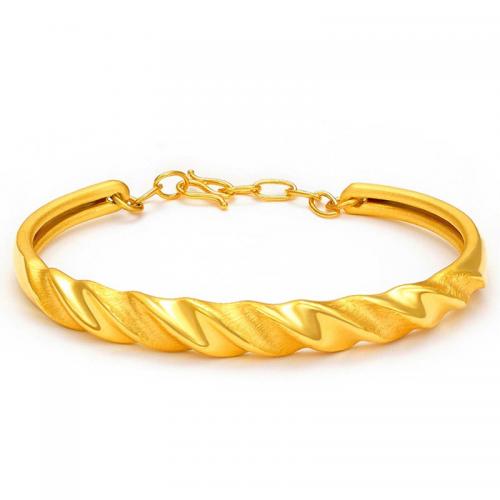 3D硬金黄金手镯足金999纯金婚嫁金镯子送妈妈礼物