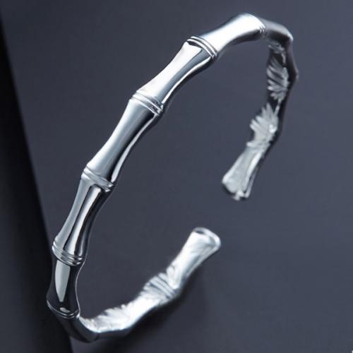 999纯银竹报平安银手镯情侣款时尚实心银镯子银饰