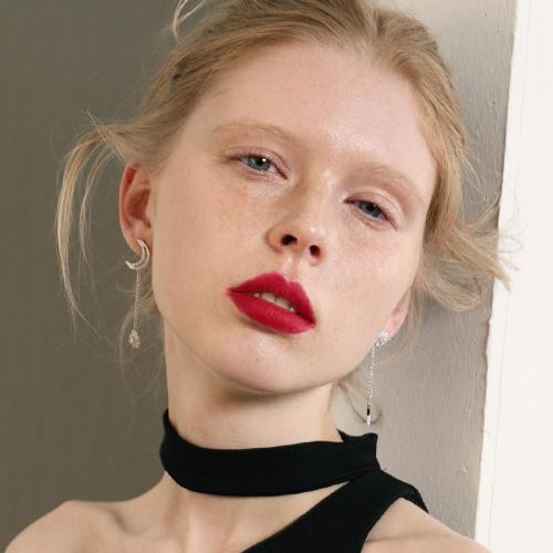 925银星星月亮不对称耳钉女长款显脸瘦的耳环饰