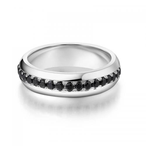 结婚对戒彩钻黑钻石低调奢华白金情侣戒