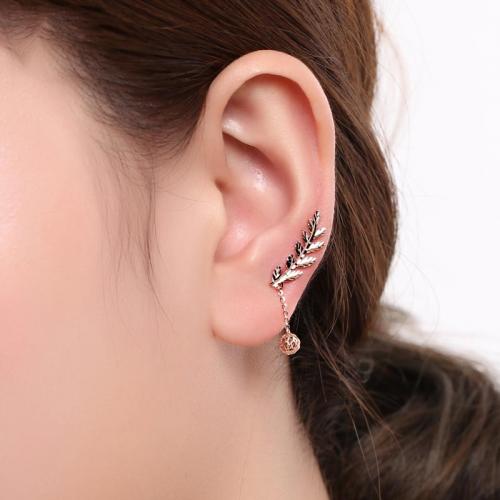 18k金耳饰彩金玫瑰金耳钉au750转运珠枝桠耳排女款