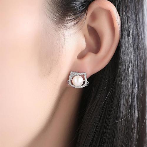 925纯银耳钉 简约气质女百搭耳饰个性学生韩国珍珠耳环不易过敏