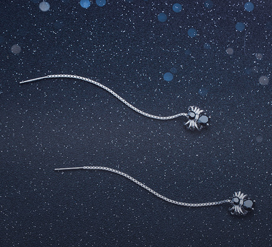 新款个性黑蜘蛛耳线 时尚流苏长款耳环女 潮人耳饰