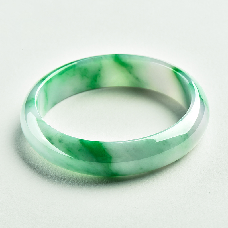 缅甸冰糯种飘阳绿翡翠手镯女满绿镯子玉手镯