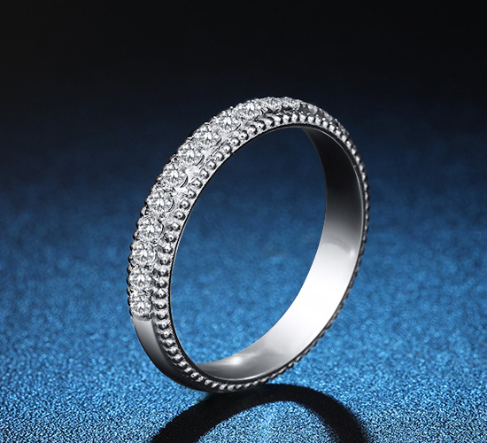 18K金钻石戒指白金钻戒女排钻排戒护戒尾戒定制彩金铂金