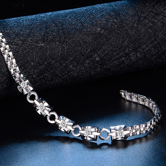 白金表链钻石手链18K金彩金黄金玫瑰金钻石手镯